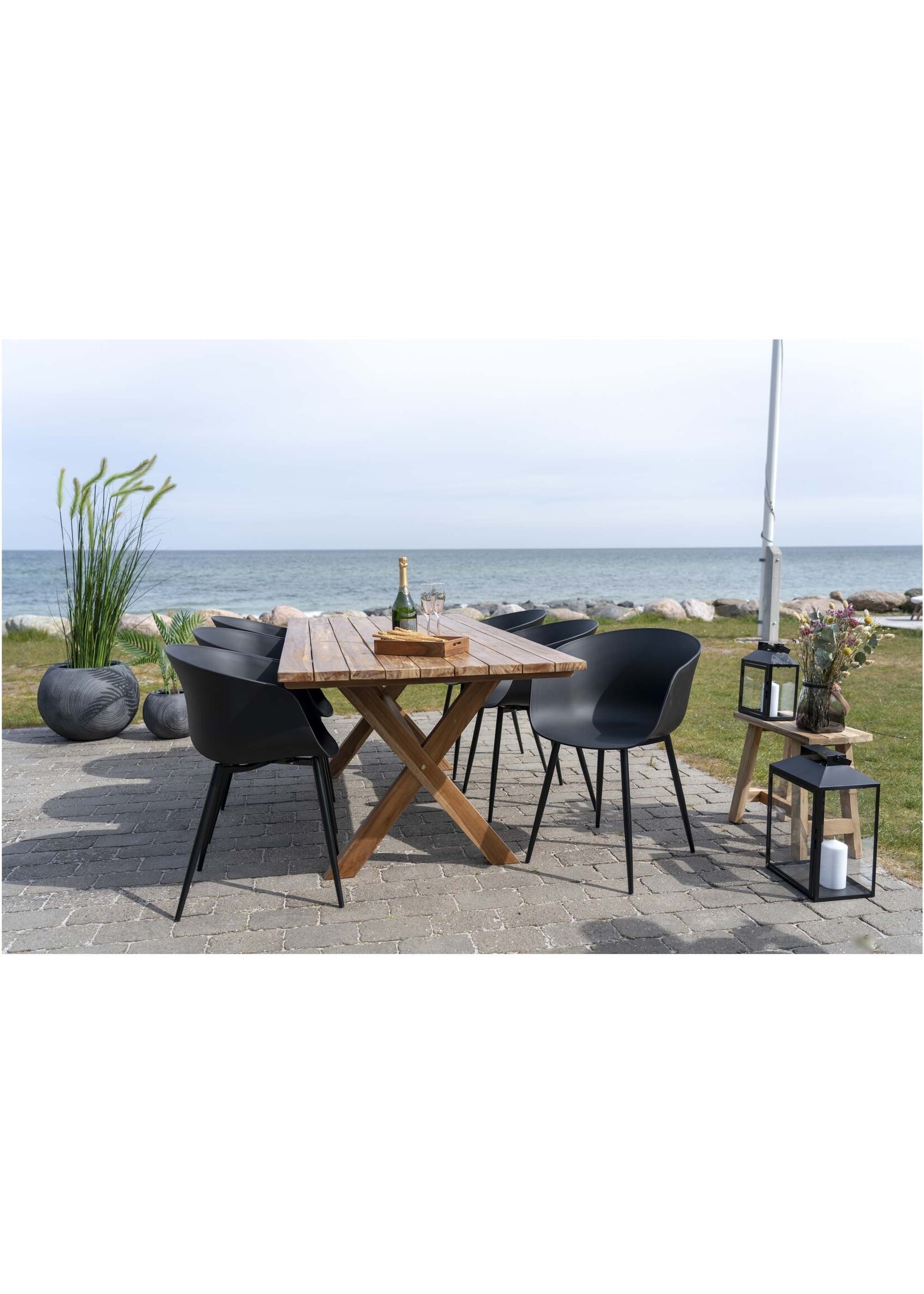 House Nordic Roda Dining Chair - Stoel in zwart met zwarte poten - set van 2