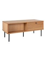 House Nordic Kyoto Salontafel - Salontafel, eiken fineer, zwarte metalen poten, 2 laden 50x100x45 cm