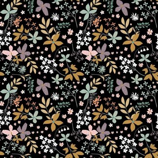 Poppy Fabrics French Terry - Flower - Black