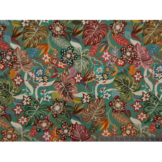 A La Ville - by Bittoun Textiles Jungle Flowers - Mint/Multi