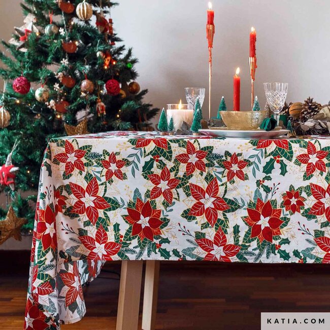 Xmas Poplin Poinsettia Xmas