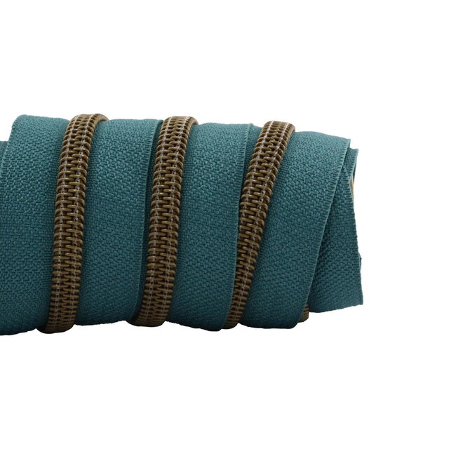 Rits aan de Meter - Donker Turquoise / Brons