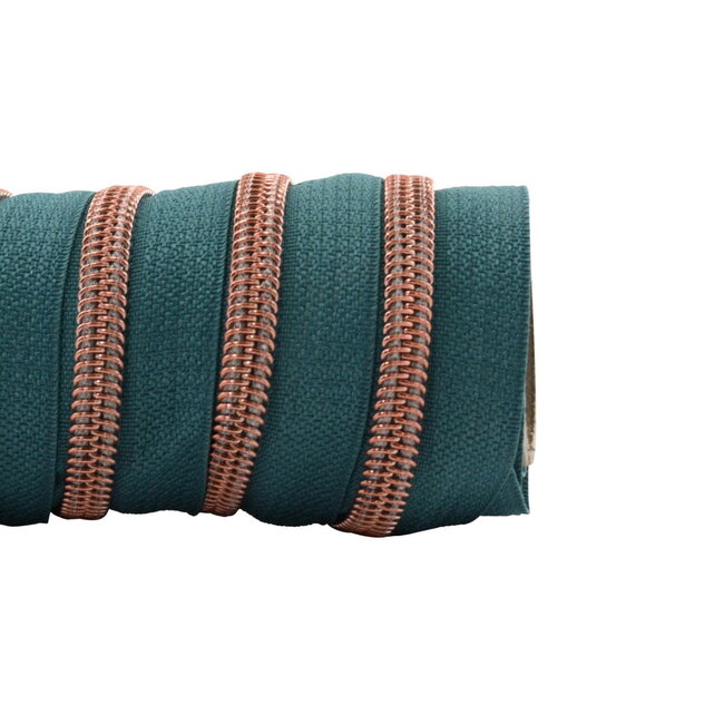 Rits aan de Meter - Donker Turquoise / Rose goud