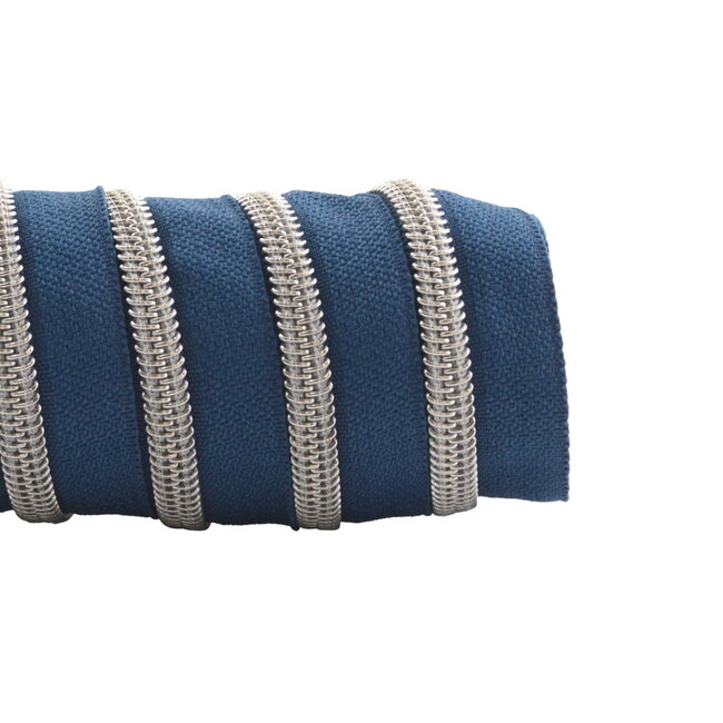 Rits aan de Meter - Jeansblauw / Mat Zilver