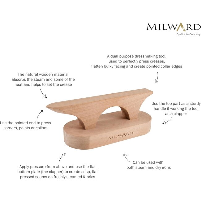 Beukenhouten Tailor's Point Presser and Clapper - Milward