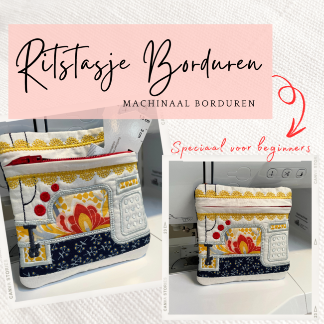 Workshop machinaal borduren: Rits-tasje