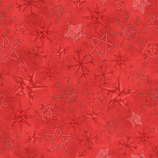 Kerst-stoffen Homemade Holidays - Stars Red