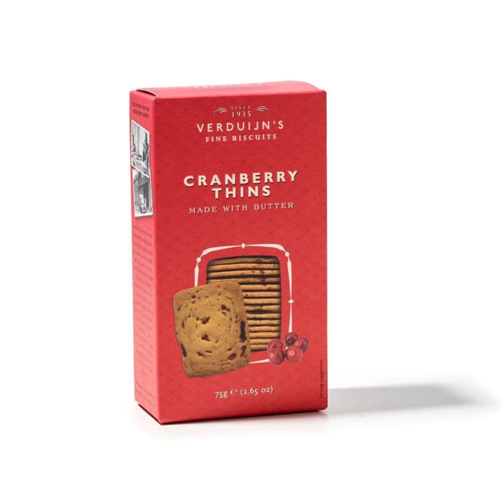 VERDUIJN'S FINE BISCUITS VERDUIJN’S FINE BISCUITS - CRANBERRY THINS 75 GRAM