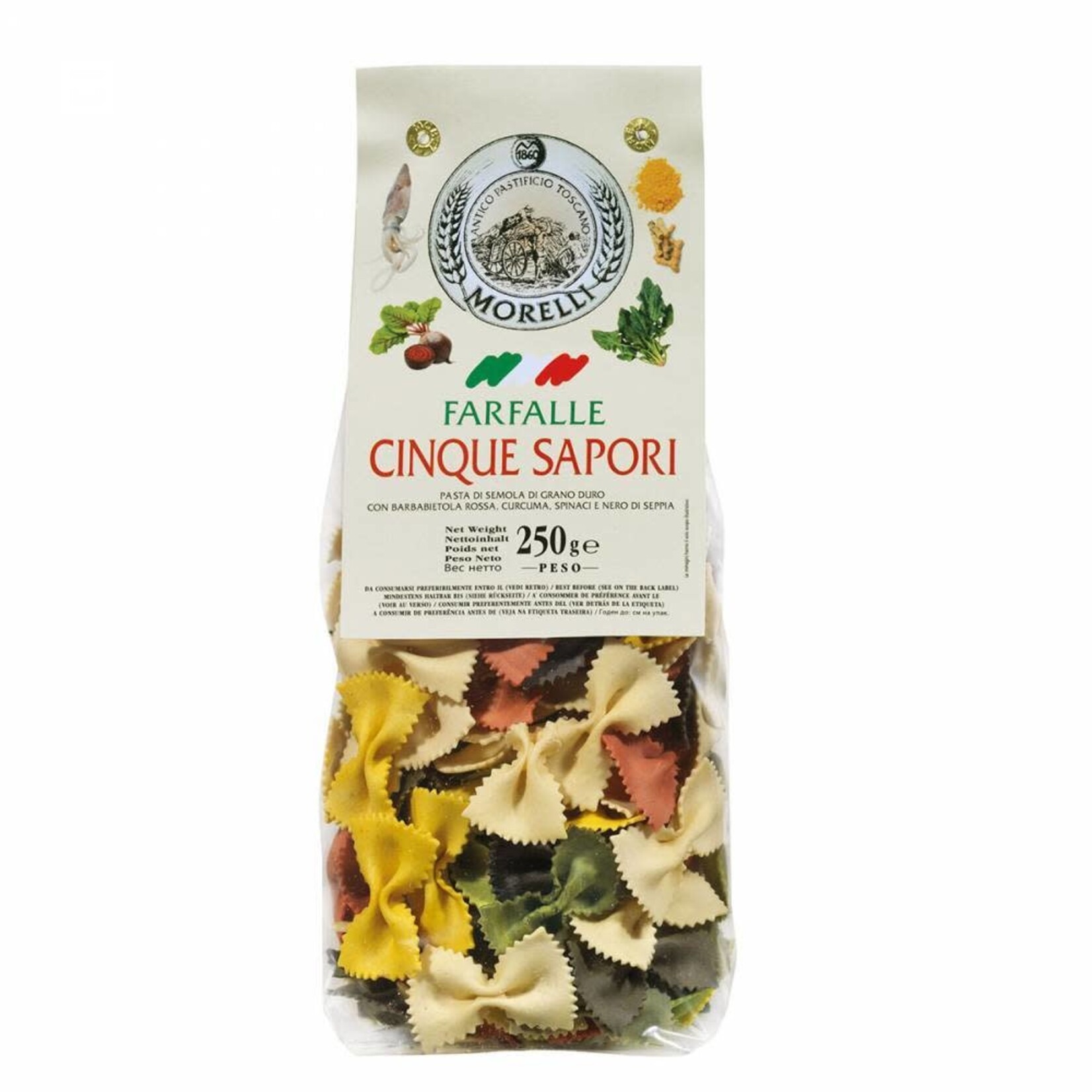 MORELLI MORELLI PASTA - FARFALLE 5 COLORS 250 GRAM