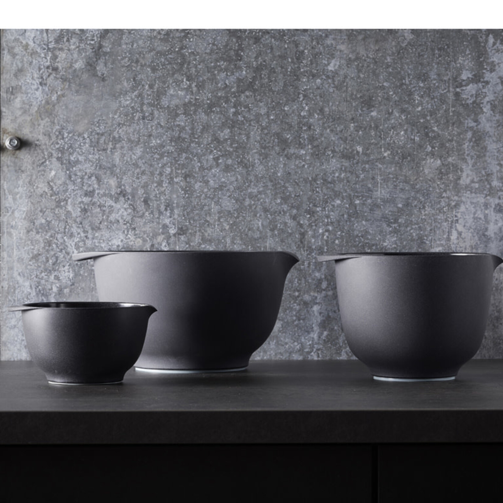 ROSTI ROSTI MARGRETHE MIXING BOWL SET MET DEKSEL 2-DLG PEBBLE BLACK