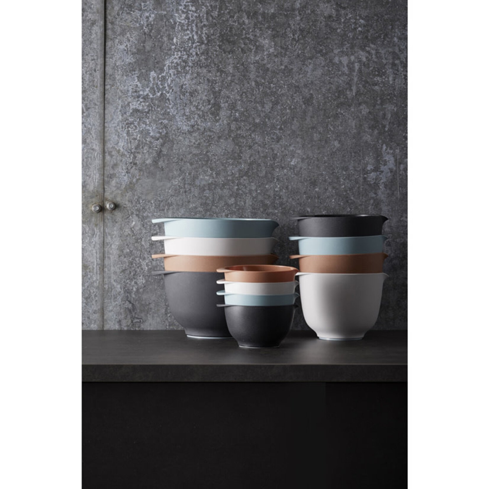 ROSTI ROSTI MARGRETHE MIXING BOWL SET MET DEKSEL 2-DLG PEBBLE BLACK