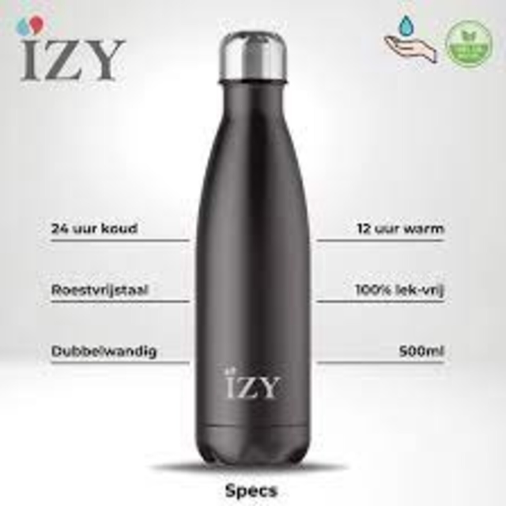 IZY IZY BOTTLE 500ML ZWART