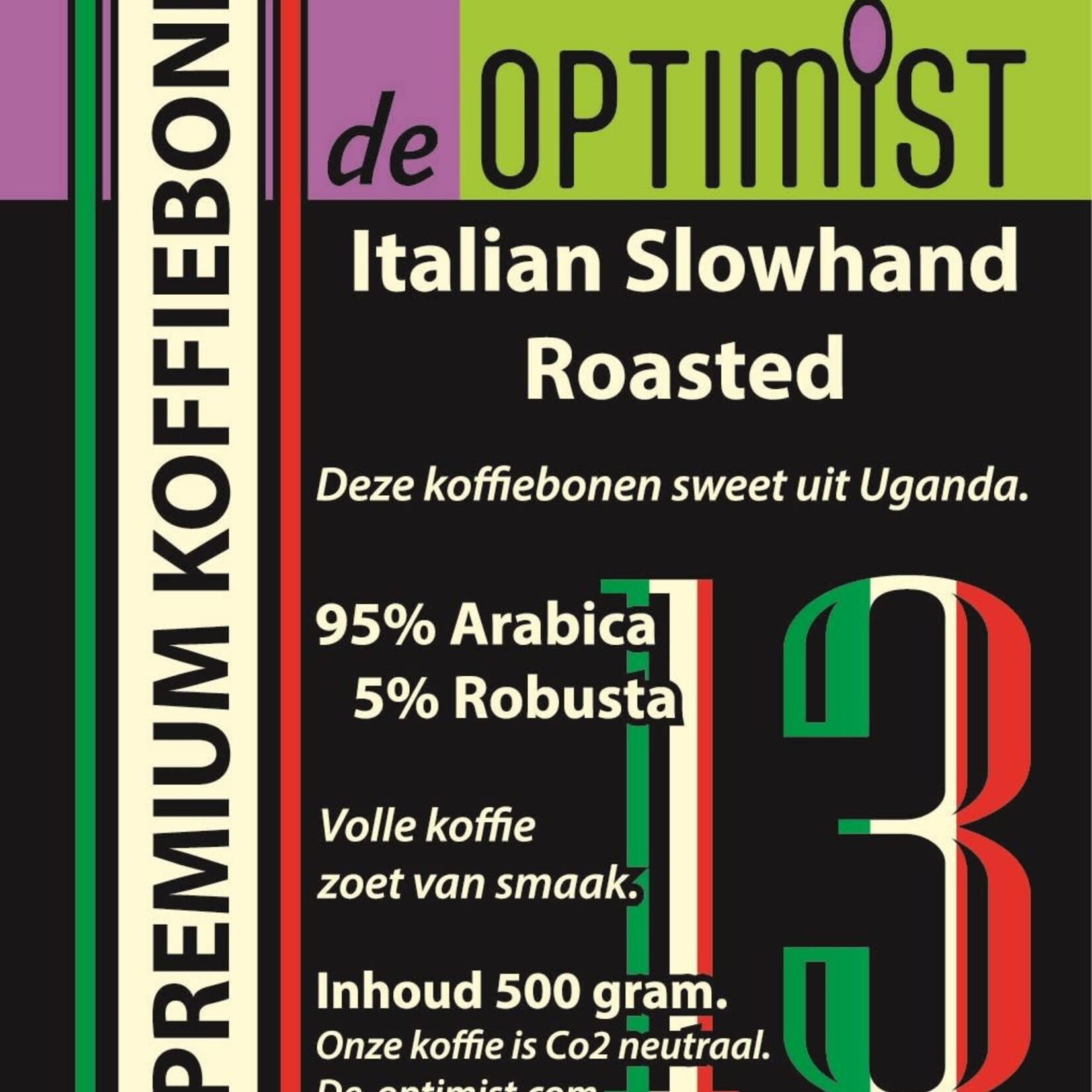 DE OPTIMIST DE OPTIMIST 500GRAM KOFFIEBONEN ITALIAN PREMIUM ROAST SWEET