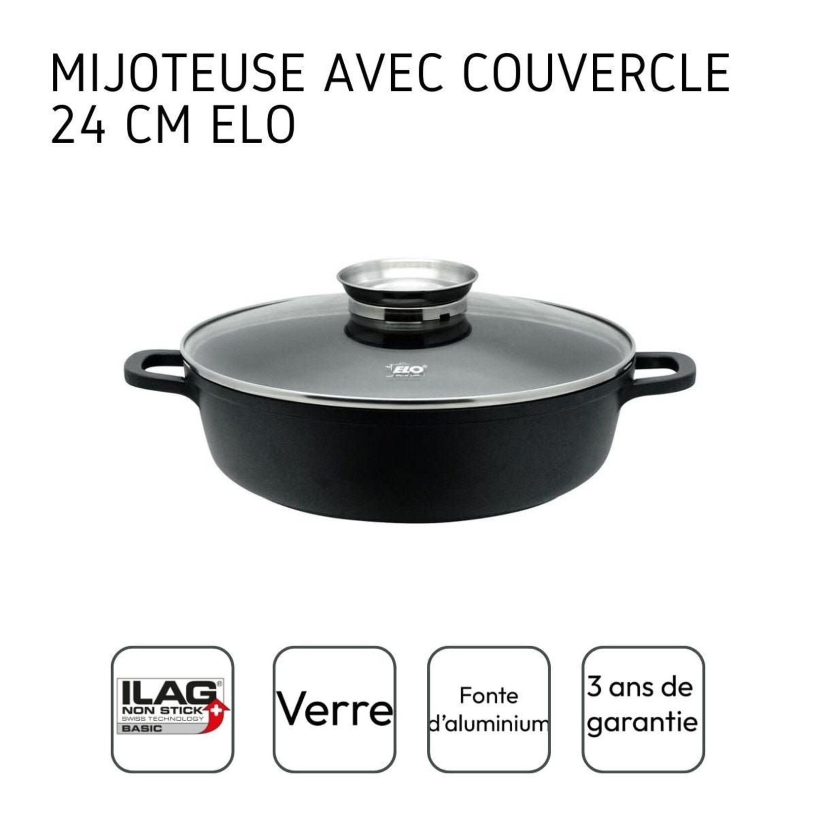 ELO ELO SAUTEERPAN MET DEKSEL 2.3LTR 24CM