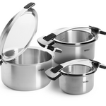 WOLL WOLL CONCEPT PRO PANNENSET 20-24-16CM MET DEKSEL GLAS RVS 2-3.5-6LTR