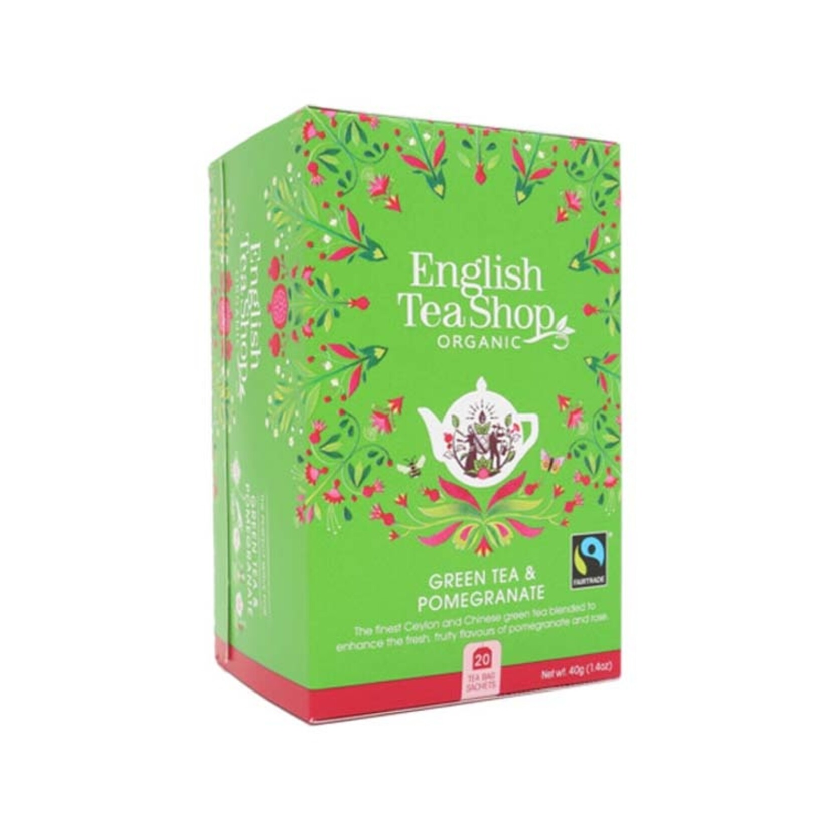 ENGLISH TEA SHOP ENGLISH TEA SHOP GREEN TEA&POMEGRANATE 20 ZAKJES BIO