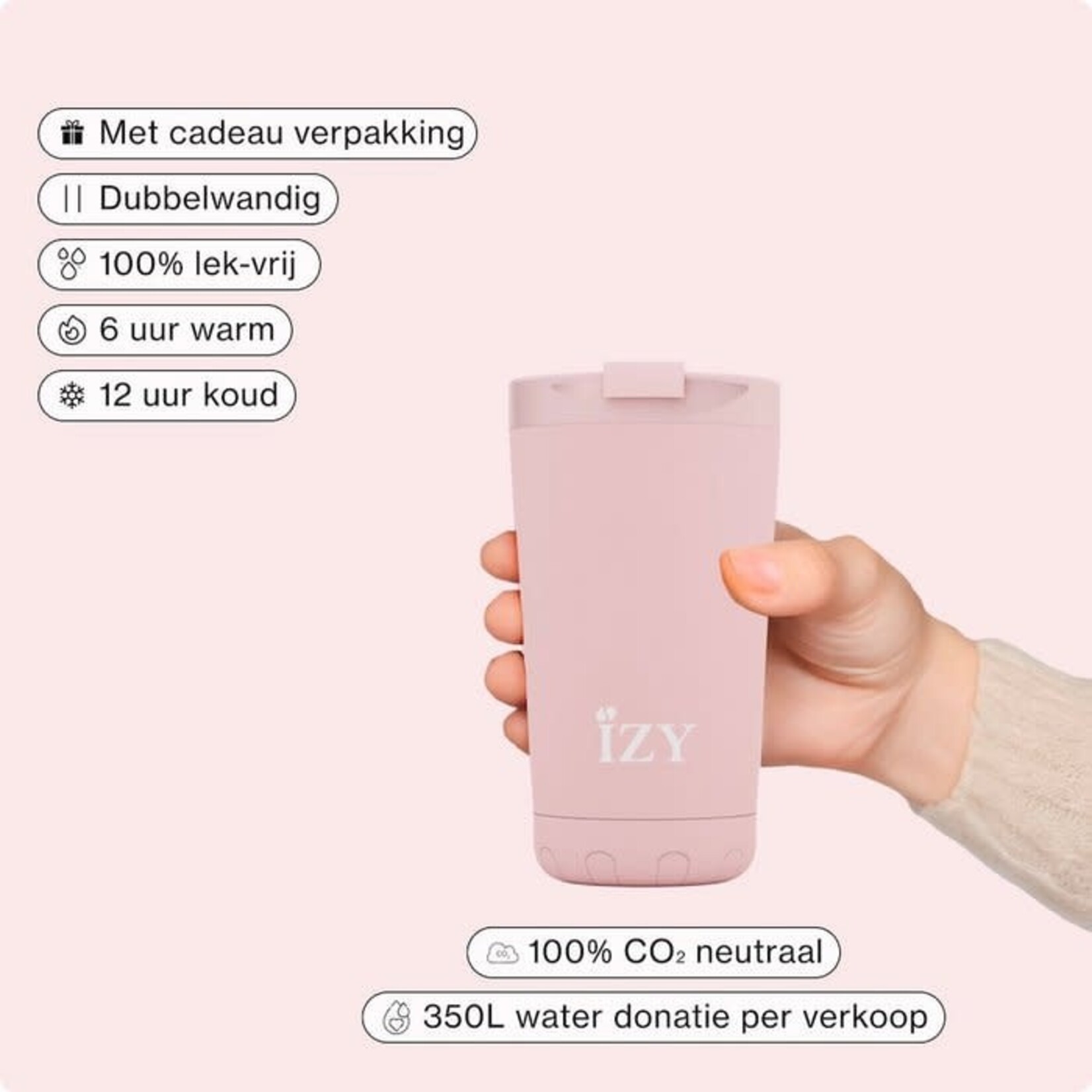 IZY IZY INSULATED COFFEE MUG  350ML PINK