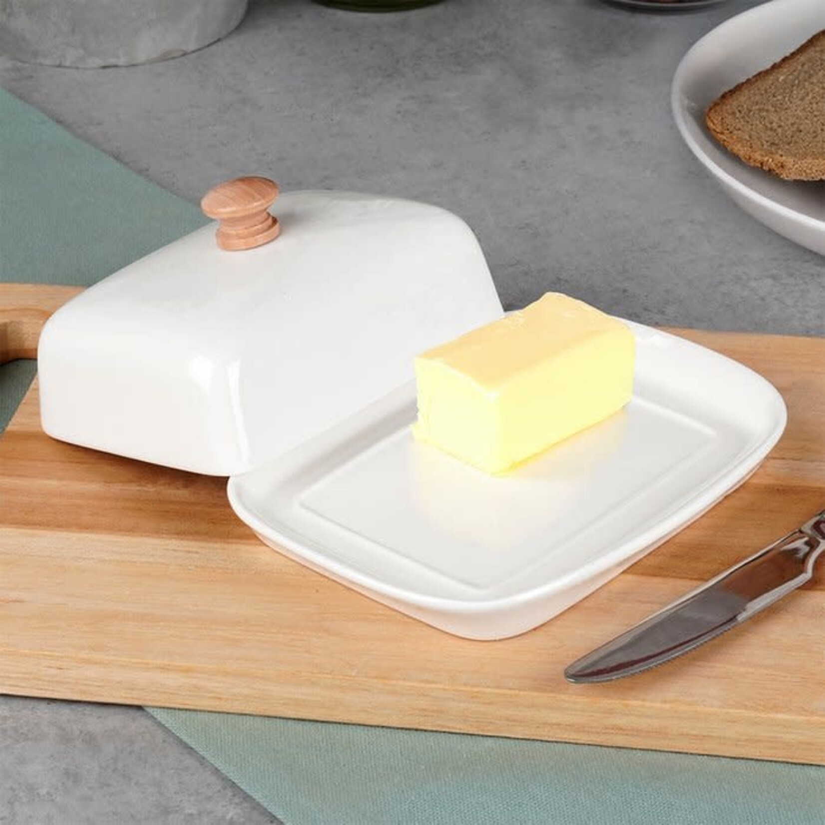 ORION BOTERVLOOT KERAMISCH WIT HOUTEN KNOP