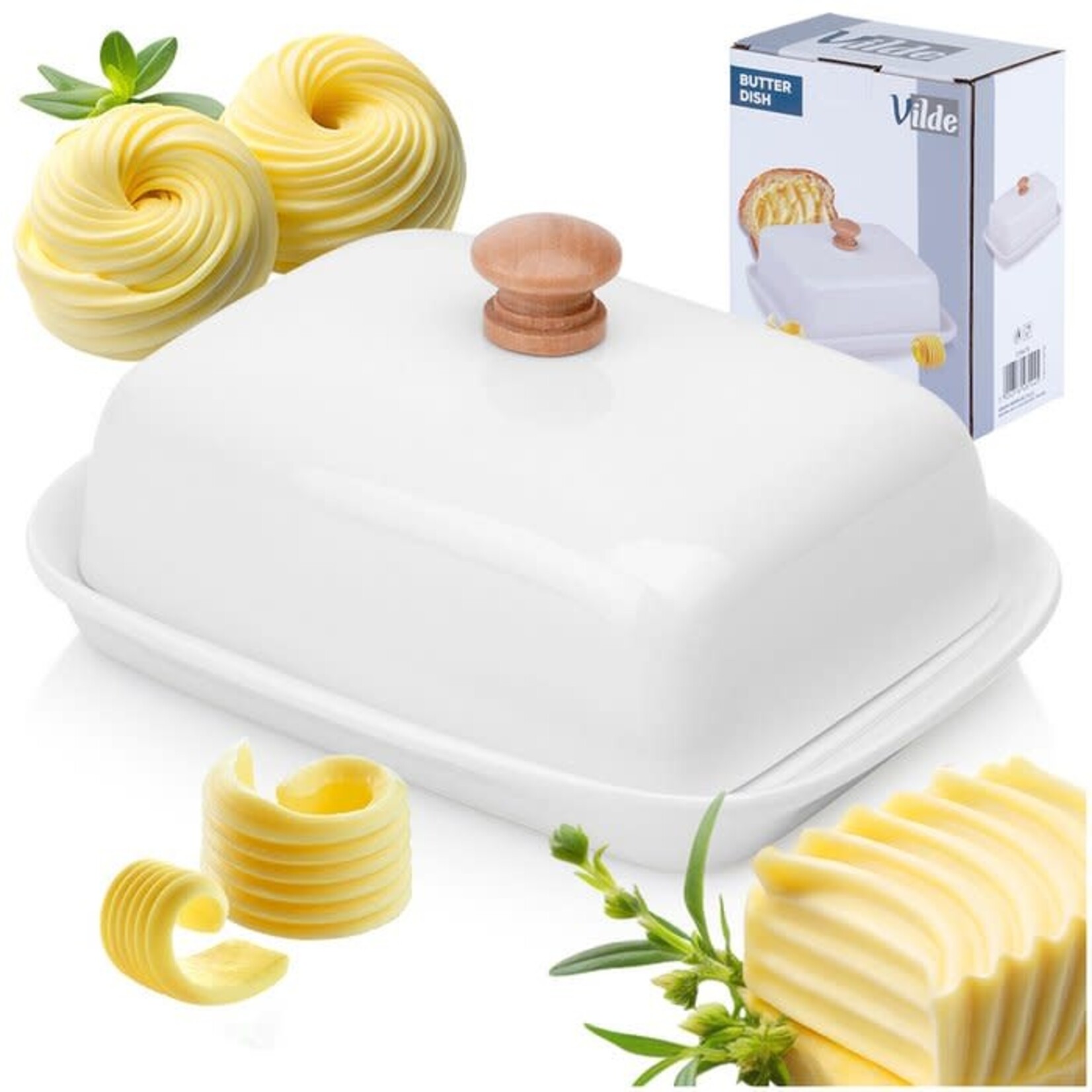 ORION BOTERVLOOT KERAMISCH WIT HOUTEN KNOP