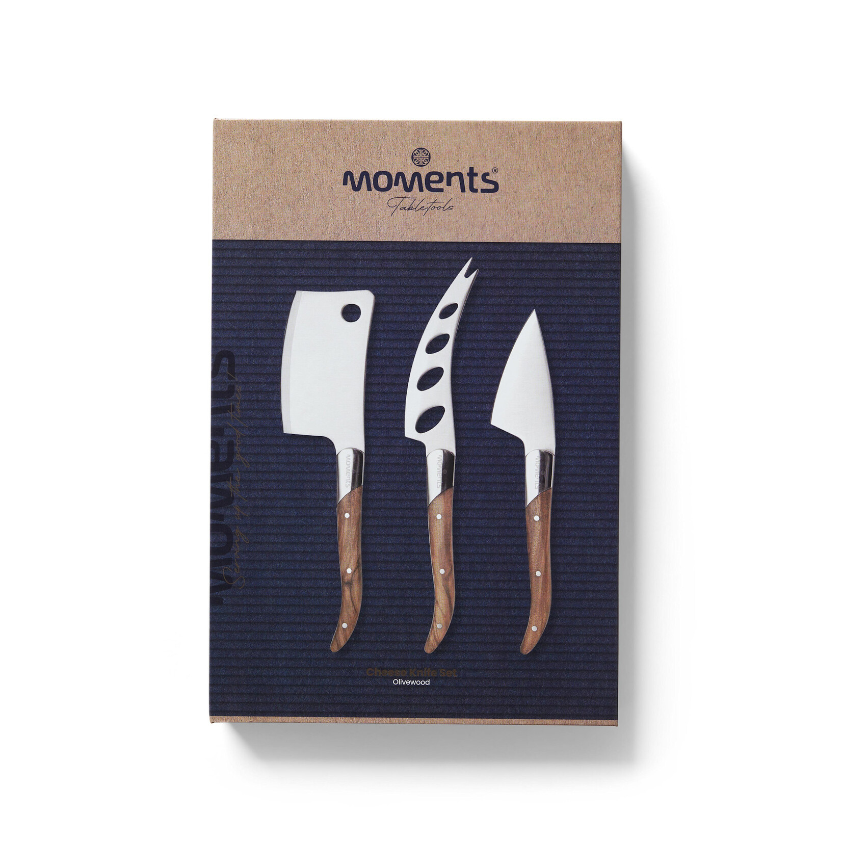 MOMENTS MOMENTS KAASMESSEN OLIJFHOUT SET 3-DLG