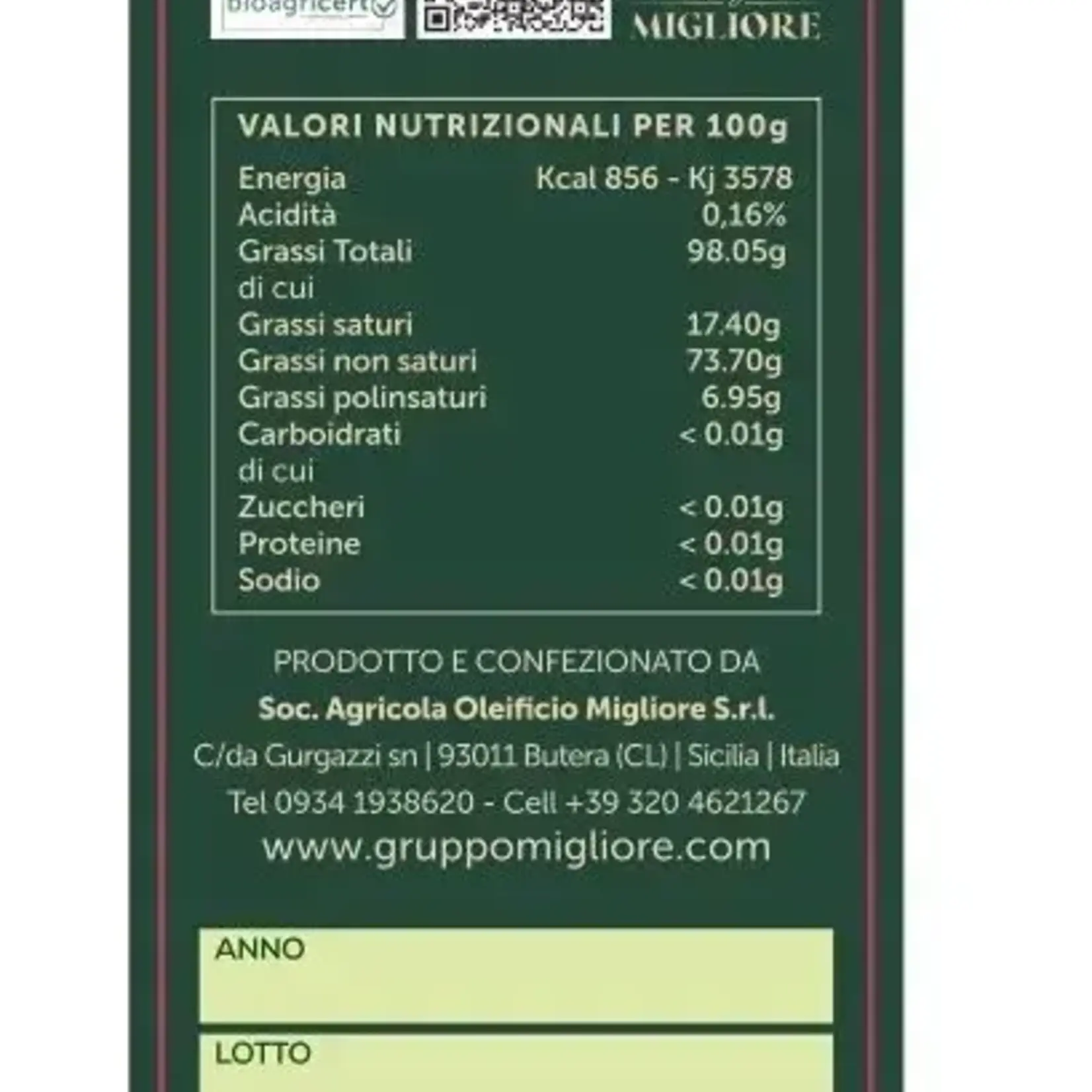 TERRE DEGLI TERRE DEGLI 250ML BIOLOGISCHE EXTRA VIERGE OLIJFOLIE ITALIE