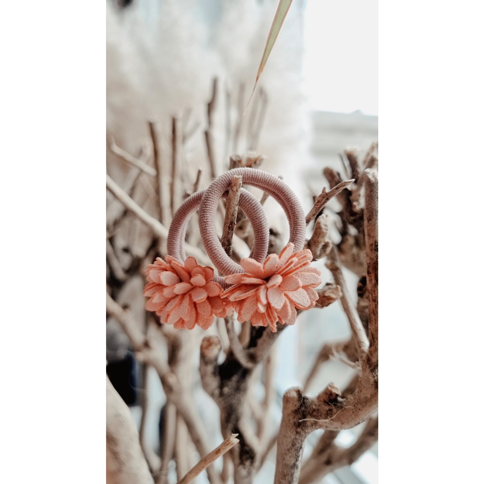 Peek-a-Beau Haar elastiek Flower Liza - Bruin/roze