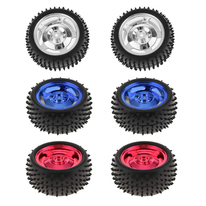 Otronic Pneu/roue de voiture en caoutchouc de robot de modèle de voiture intelligente 85x38mm pour Arduino, convient à 4WD/2WD - argent