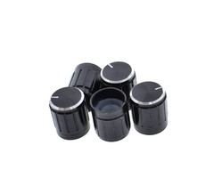 Otronic Aluminiumkappe für Drehschalter/Potentiometer (Durchmesser: innen 6 mm, außen 15 mm x 17 mm) – schwarz