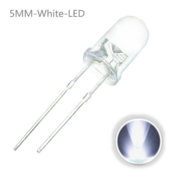 Otronic 10x LED Diode Transparent 5mm White 3V