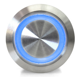 Otronic Druckknopf | Moment - Puls | 5V LED Blau | Edelstahl | 12mm