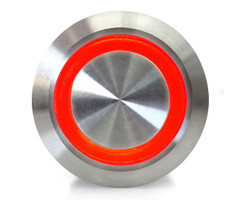 Otronic Druckknopf | Moment - Puls | 5V LED Rot | Edelstahl | 12mm