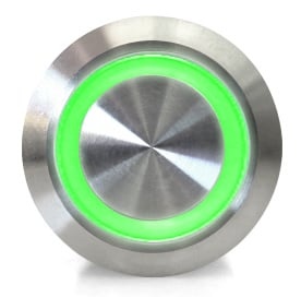 Otronic Push button | Momentary - pulse | 5V LED Green | Stainless steel | 12mm