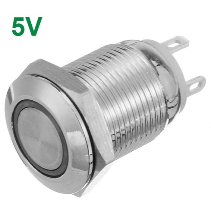 Otronic Push button | Momentary - pulse | 5V LED Orange | Stainless steel | 12mm