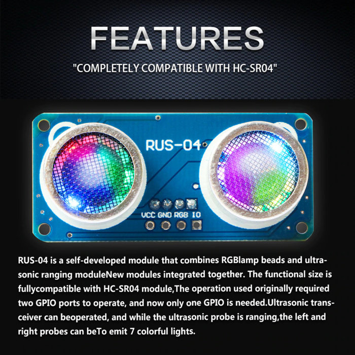 Otronic RUS-04 Ultrasone afstandssensor met geïntegreerde RGB LED