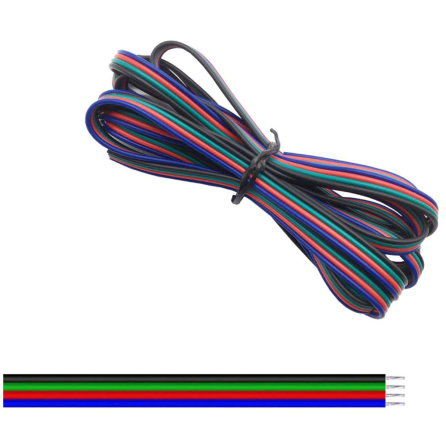 Câbles 4 fils (rouge, vert, bleu et blanc) pour ruban LED RGB