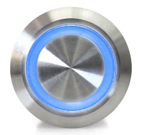 Otronic Bouton poussoir | verrouillage automatique marche-arrêt | 12-24V LED Bleu | acier inoxydable | 16mm