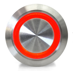 Otronic Bouton poussoir | verrouillage automatique marche-arrêt | LED 12-24V Rouge | acier inoxydable | 16mm