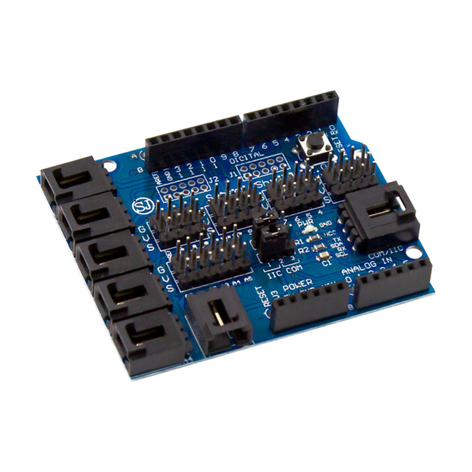 Kaufe V5.0 Sensor Shield-Erweiterungsplatine für Arduino-Elektronikbausteine, Roboterzubehör, Sensor Shield V5-Erweiterungsplatine zum Preis ab 45