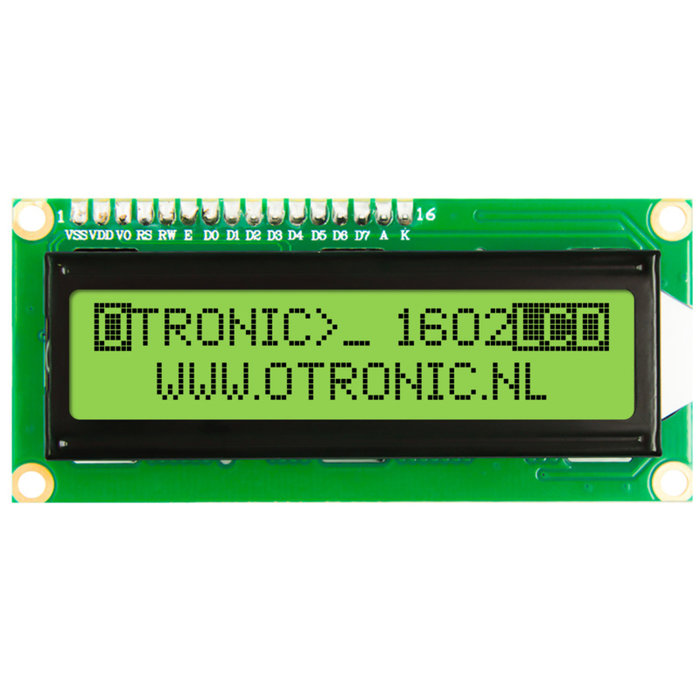 Otronic 1602 LCD green/yellow backlight with I2C pre-soldered