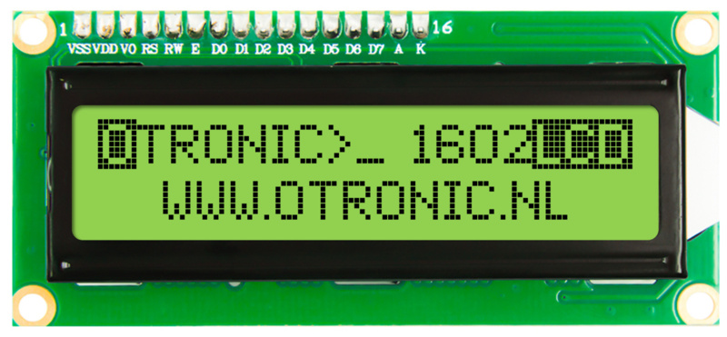 Otronic 1602 LCD grün/gelbe Hintergrundbeleuchtung mit vorgelötetem I2C