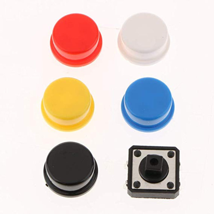 Otronic Assortment Push Buttons, Momentary - 25 pieces, 5 colours, 12X12x7.3mm