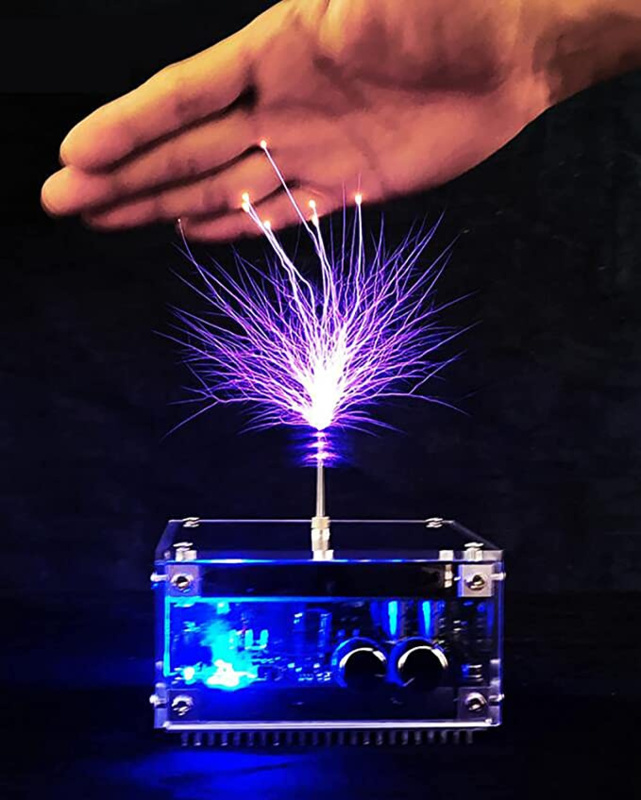 Bobine Tesla Musicale Avec Effets Lumineux - Générateur D'Arc Électrique Pour Expériences | Design Capsule Spatiale | Réglage Longueur D'Arc