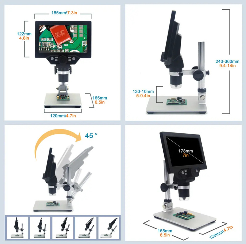 Otronic Microscope numérique (1200x) avec écran LCD 7 réglable