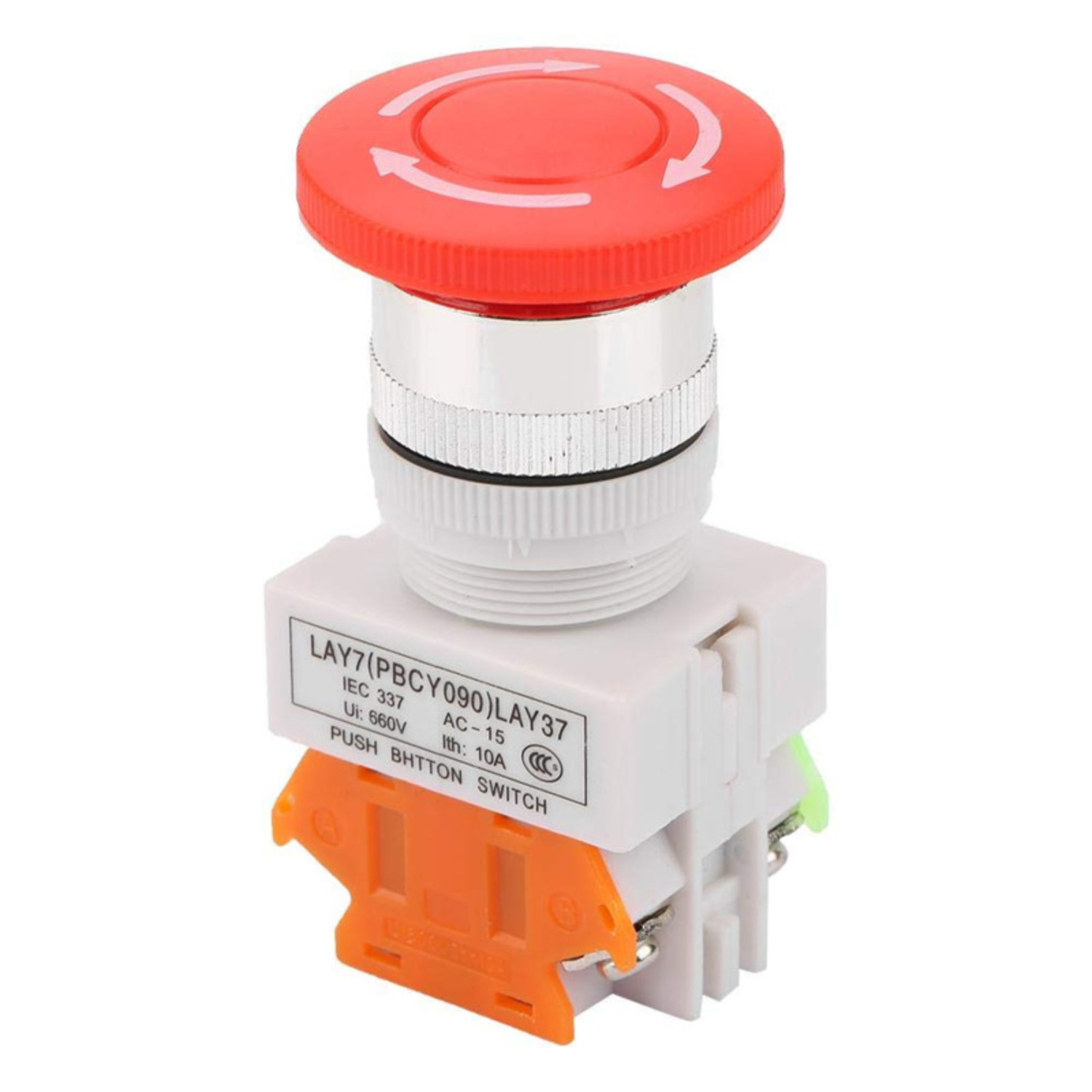 KAVJU 22mm 2 NC Rood Teken Paddestoel Emergency Stop Drukknop Schakelaar Station 10A 440 V Stop Schakelaar Doos