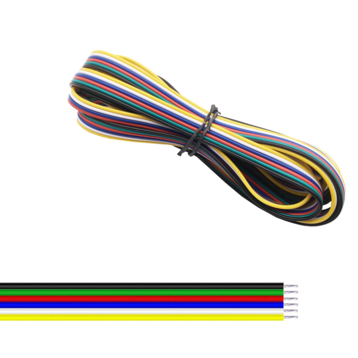 Otronic Câble 6 conducteurs 22AWG Ø1.3mm jaune/blanc/bleu/rouge/vert/noir 1 mètre