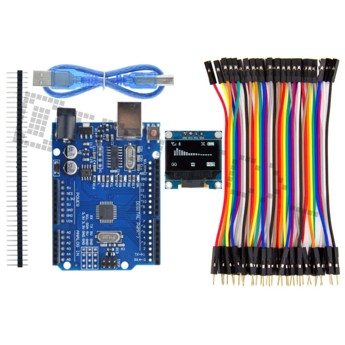 Otronic Kit de démarrage Arduino Uno R3 avec écran OLED de 0,96 pouces & Ensemble de 40 câbles Dupont
