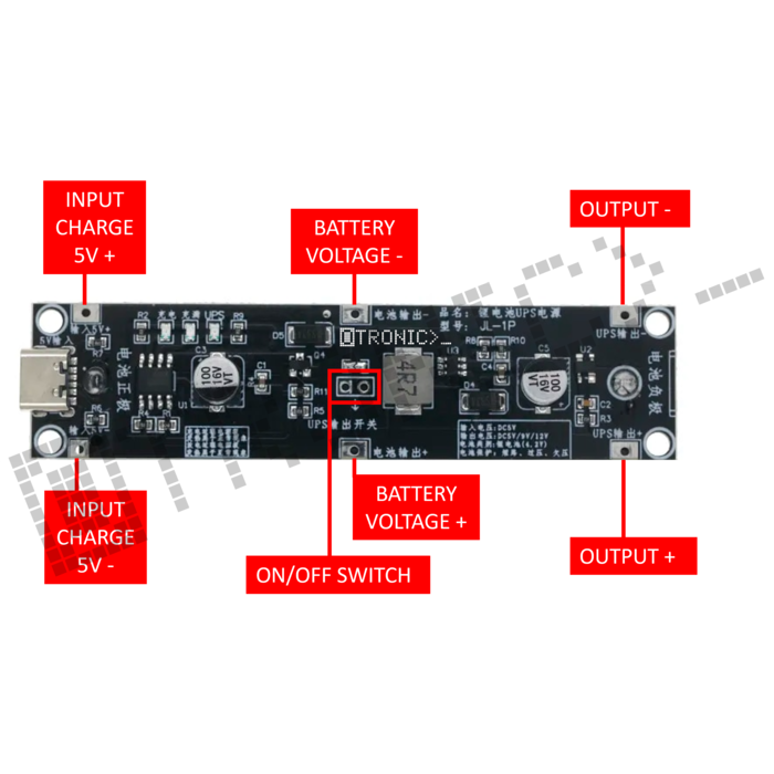 Otronic 18650 Battery holder with Charger and 9V Step-up module (USB-C)