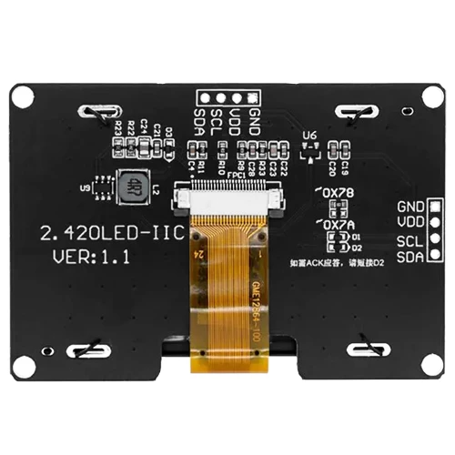 Otronic Écran OLED de 2,4 pouces 128x64 Jaune I2C SSD1309 3,3V