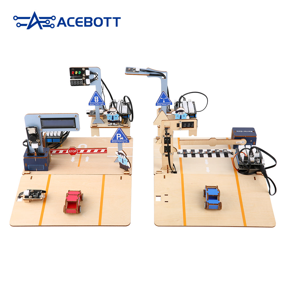 Acebott Kit de gestion du trafic ACEBOTT ESP32 avec feux de circulation, compteur de circulation et système de contrôle d'accès au stationnement QE027