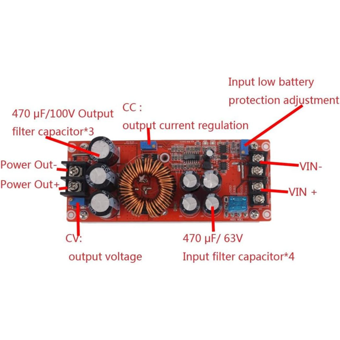 Otronic 1200W 20A DC Step-Up Module 8-60V to 12-83V